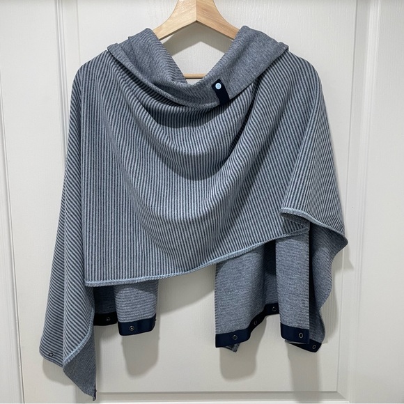 LULULEMON Reversible Stripe Vinyasa Scarf Heathered Blue Grey Rulu Fabric - Picture 2 of 9